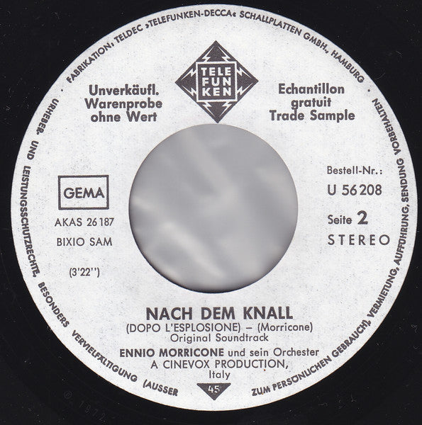 Ennio Morricone : Todesmelodie / Nach Dem Knall (7", Single, Promo)