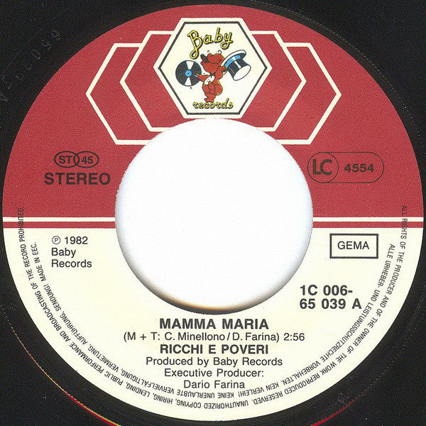 Ricchi & Poveri* : Mamma Maria (7", Single)
