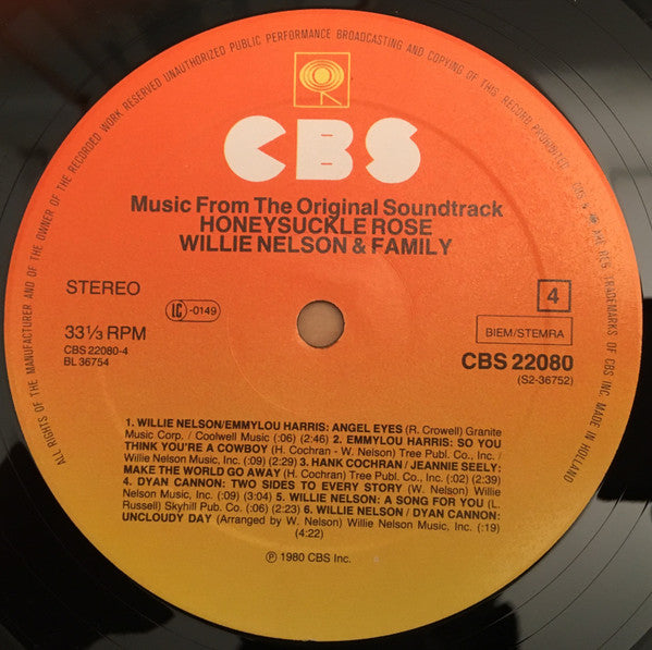 Willie Nelson & Family : Honeysuckle Rose (Music From The Original Soundtrack) (2xLP)