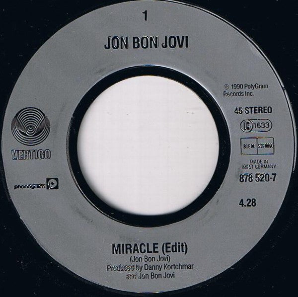 Jon Bon Jovi : Miracle (7", Single)