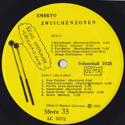 Embryo (3) : La Blama Sparozzi - Zwischenzonen (2xLP, Album)