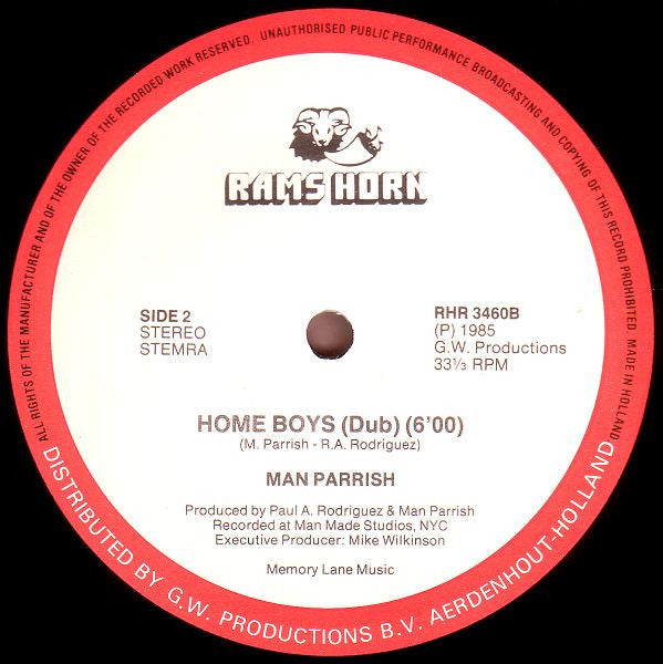 Man Parrish : Hey There, Home Boys (12", Maxi)