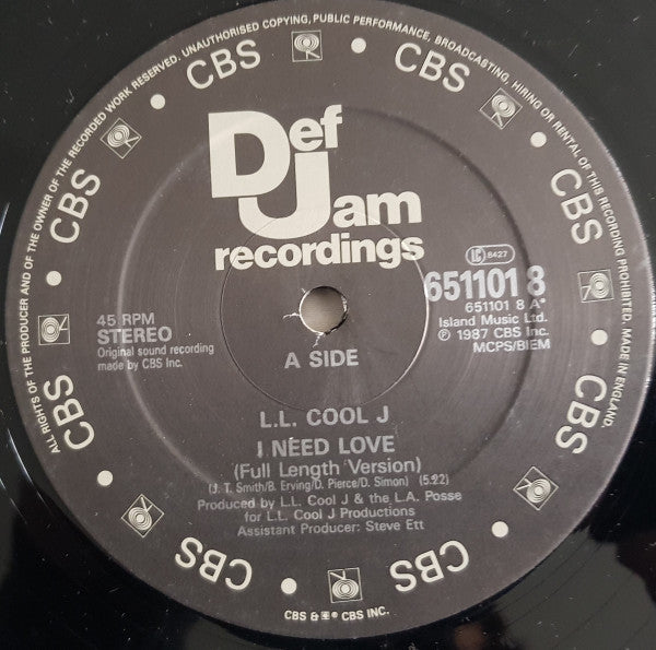 L.L. Cool J* : I Need Love (12")