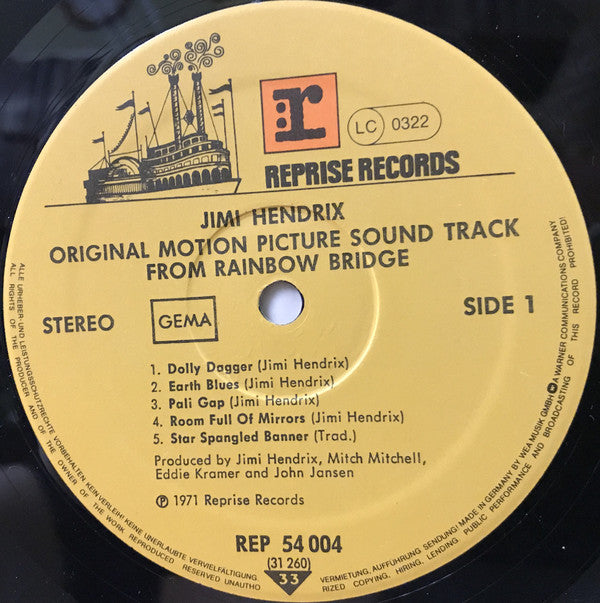 Jimi Hendrix : Rainbow Bridge - Original Motion Picture Sound Track (LP, Album, RE, Gat)