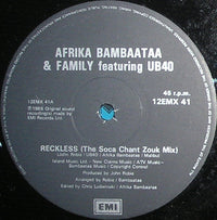 Afrika Bambaataa And Family* Featuring UB40 : Reckless (The Soka Chant Zouk Mix) (12", Single)