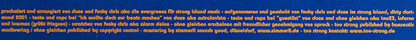Too Strong Feat. Die Evergreenz* & Ohne Gleichen : Ich Wollte Doch Nur Beats Machen (12", Maxi)
