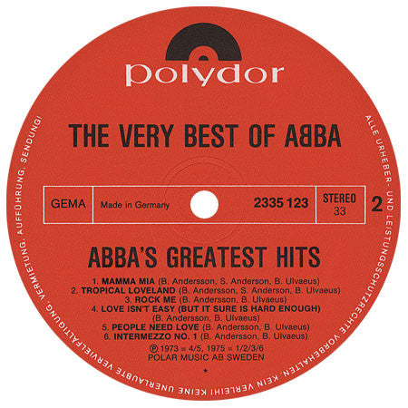 ABBA : The Very Best Of ABBA (ABBA's Greatest Hits) (2xLP, Comp)