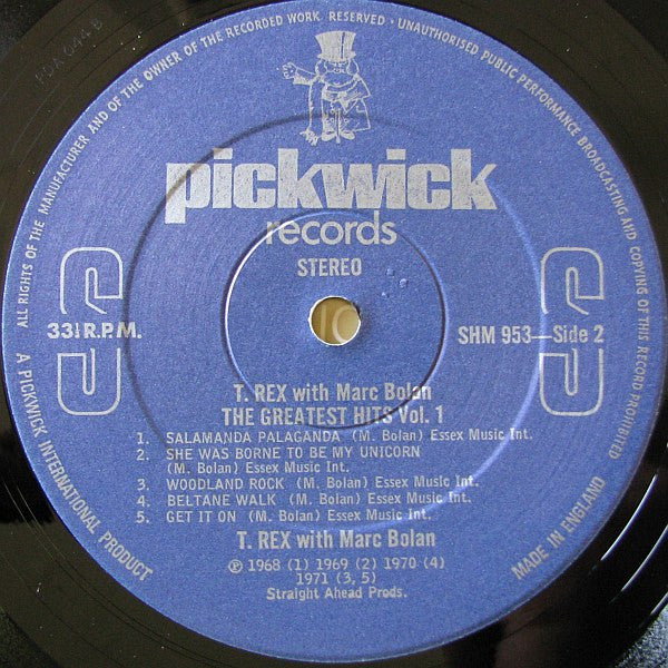 T-Rex* With Marc Bolan : The Greatest Hits Vol. 1 (LP, Comp)