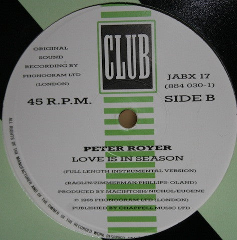 Peter Royer : Love Is In Season (12")
