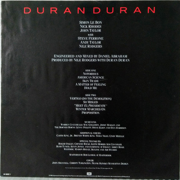Duran Duran : Notorious (LP, Album)
