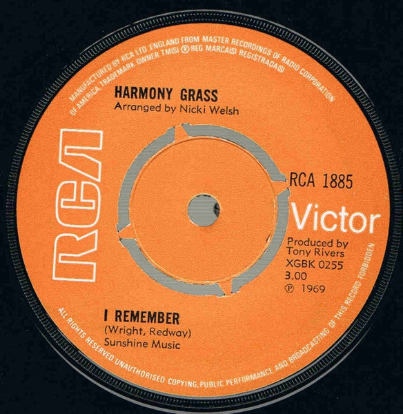Harmony Grass : I Remember (7", Single, Pus)