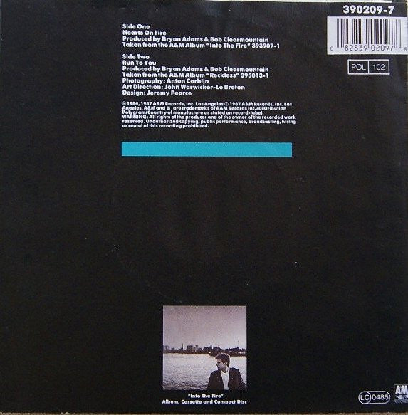 Bryan Adams : Hearts On Fire (7", Single)