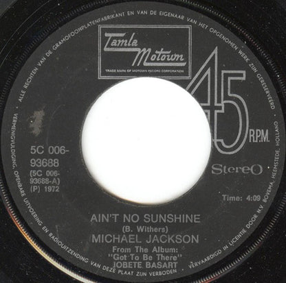 Michael Jackson : Ain't No Sunshine (7", Single, Yel)