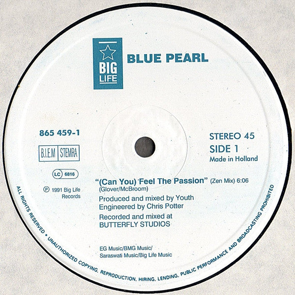 Blue Pearl : (Can You) Feel The Passion (12")