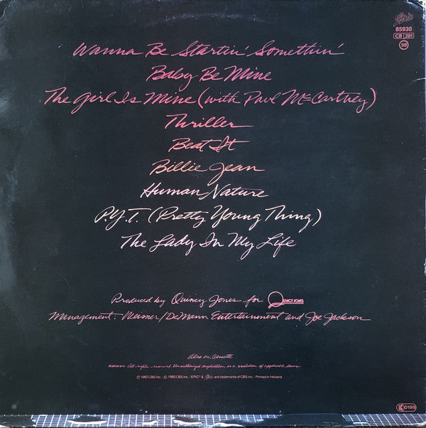 Michael Jackson : Thriller (LP, Album, Gat)