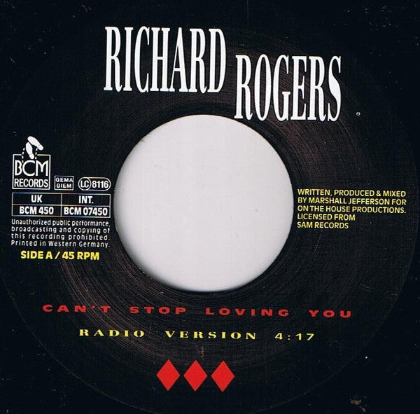 Richard Rogers : Can't Stop Loving You (7", Single)