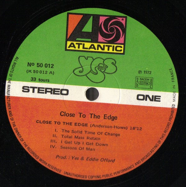 Yes : Close To The Edge (LP, Album, Tex)
