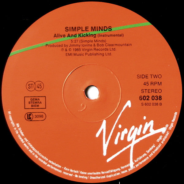 Simple Minds : Alive & Kicking (12", Single)