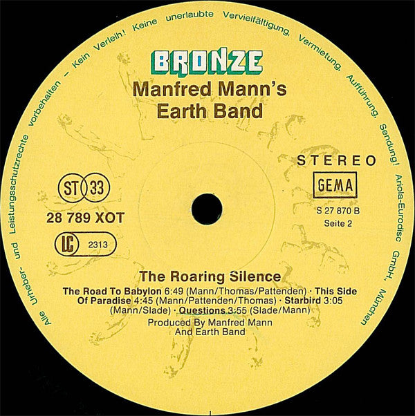 Manfred Mann's Earth Band : The Roaring Silence (LP, Album, RE)