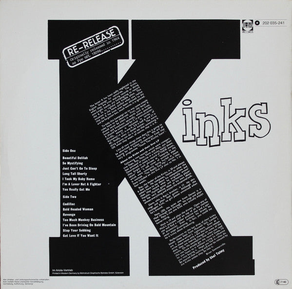 The Kinks : Kinks (LP, Album, Mono, RE)