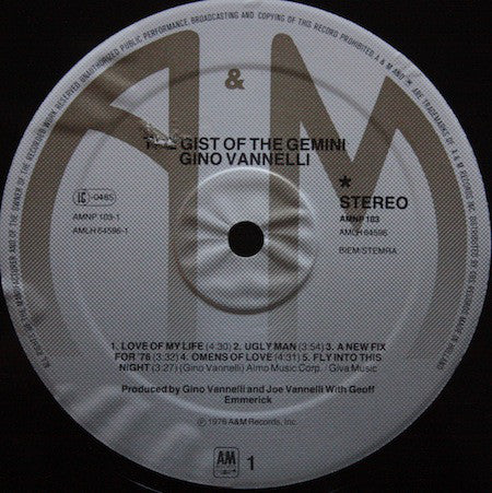 Gino Vannelli : The Gist Of The Gemini (LP, Album, RE)