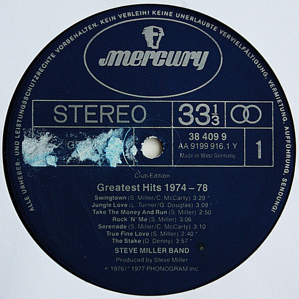 Steve Miller Band : Greatest Hits 1974-78 (LP, Comp, Club)