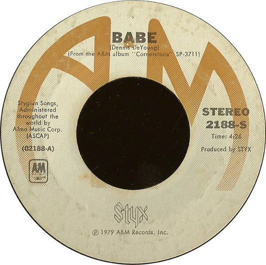Styx : Babe  (7", Single, Styrene, Ter)