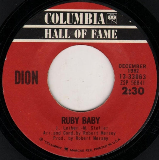 Dion (3) : Ruby Baby / Donna The Prima Donna (7", Single, Styrene, Ter)