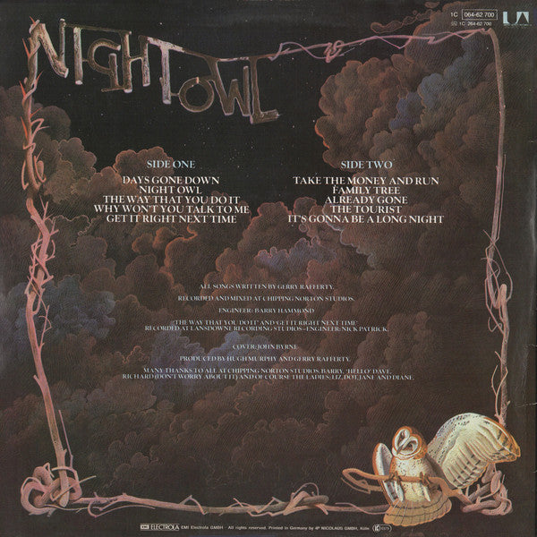Gerry Rafferty : Night Owl (LP, Album)