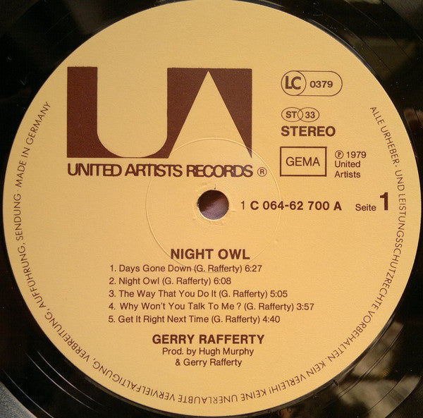 Gerry Rafferty : Night Owl (LP, Album)