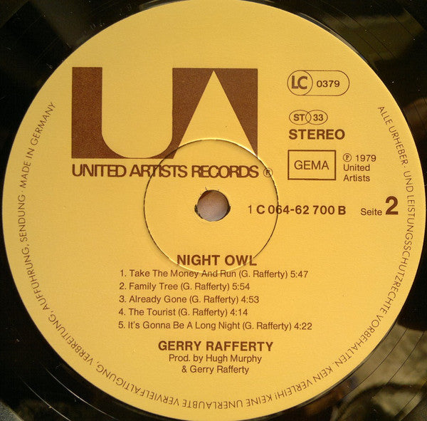 Gerry Rafferty : Night Owl (LP, Album)