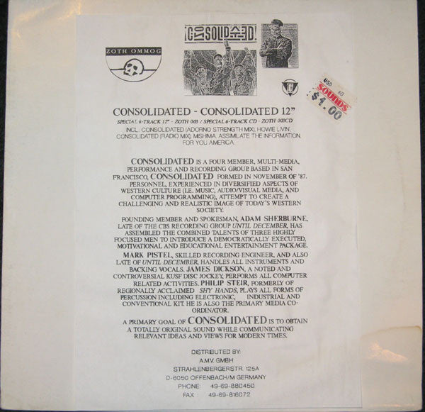 Consolidated : Consolidated! (12", Maxi, W/Lbl)