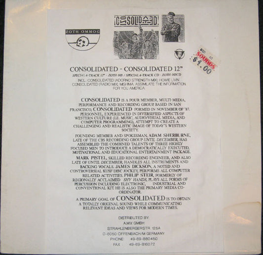 Consolidated : Consolidated! (12", Maxi, W/Lbl)