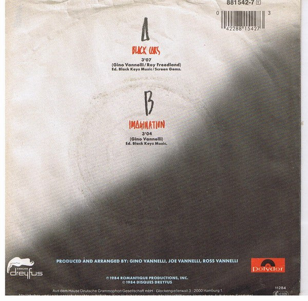 Gino Vannelli : Black Cars (7", Single)