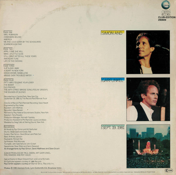Simon & Garfunkel : The Concert In Central Park (2xLP, Album, Club)