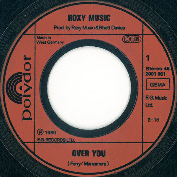 Roxy Music : Over You (7", Single)
