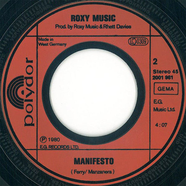 Roxy Music : Over You (7", Single)