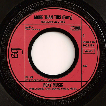 Roxy Music : More Than This (7", Single)