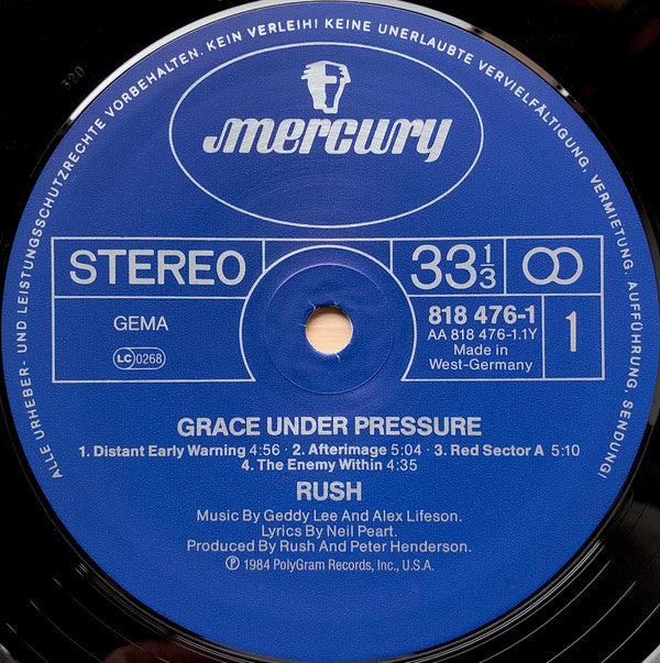Rush : Grace Under Pressure (LP, Album)