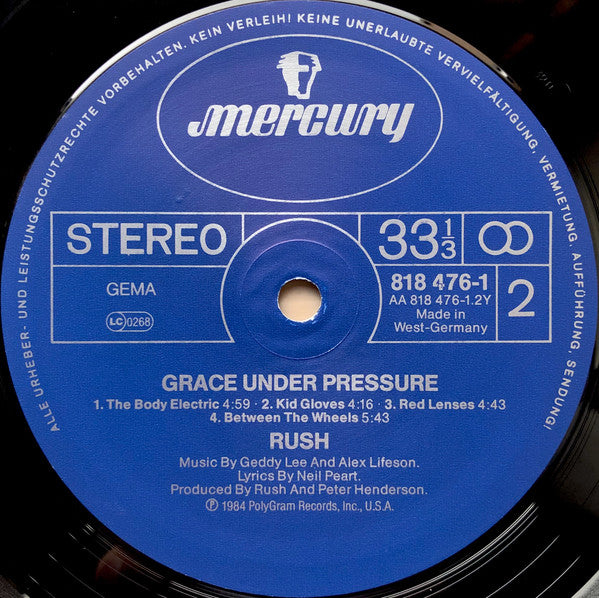 Rush : Grace Under Pressure (LP, Album)