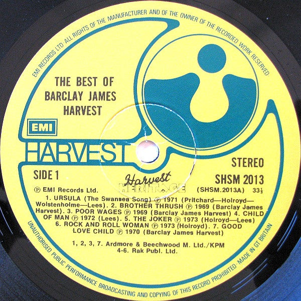 Barclay James Harvest : The Best Of Barclay James Harvest (LP, Comp, Yel)