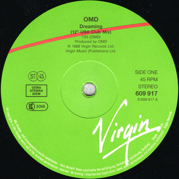 Orchestral Manoeuvres In The Dark : Dreaming (12" USA Club Mix) (12")