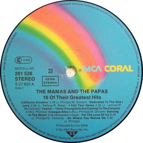 The Mamas & The Papas : 16 Of Their Greatest Hits (LP, Comp)