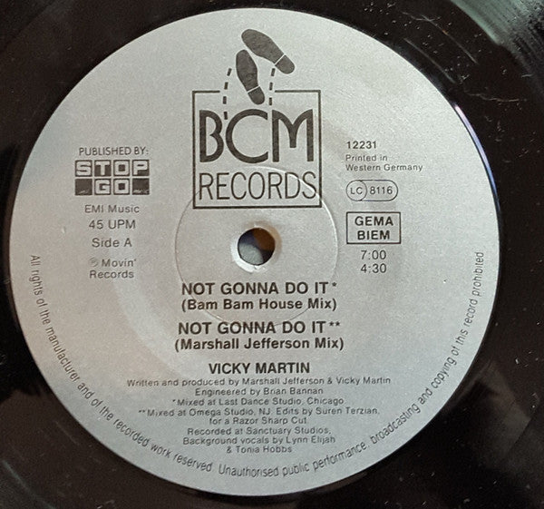 Vicky Martin : Not Gonna Do It (12")