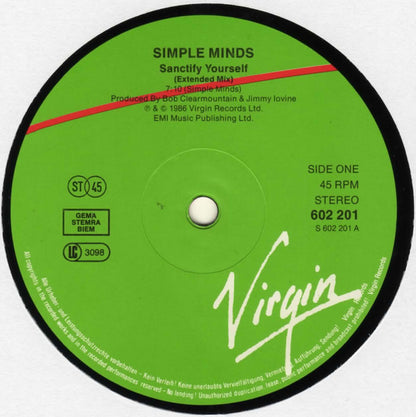 Simple Minds : Sanctify Yourself (Extended Mix) (12", Single)