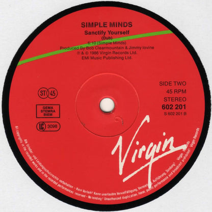 Simple Minds : Sanctify Yourself (Extended Mix) (12", Single)