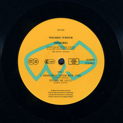 Youssou N'Dour & Le Super Etoile De Dakar : Immigrés (LP, Album)