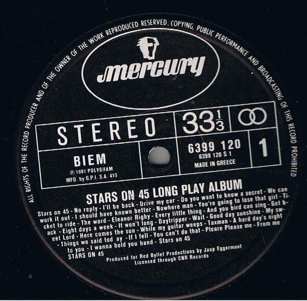 Stars On 45 / Long Tall Ernie And The Shakers : Stars On 45 Long Play Album (LP)