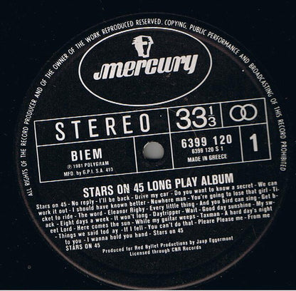 Stars On 45 / Long Tall Ernie And The Shakers : Stars On 45 Long Play Album (LP)