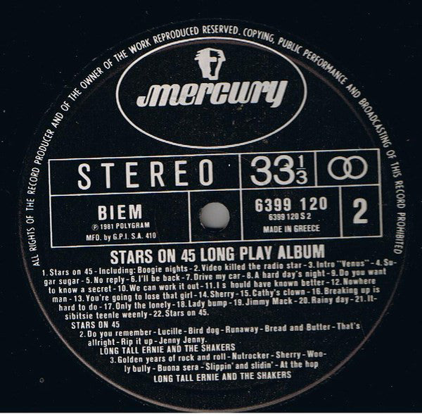 Stars On 45 / Long Tall Ernie And The Shakers : Stars On 45 Long Play Album (LP)